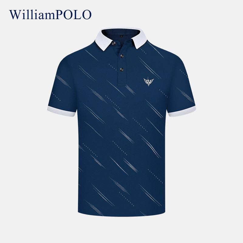Áo Polo cấm sọc của Hoàng đế Paul mùa hè ngắn tay Paul Polo với cổ lọ thun T-shirt nam giới Polo