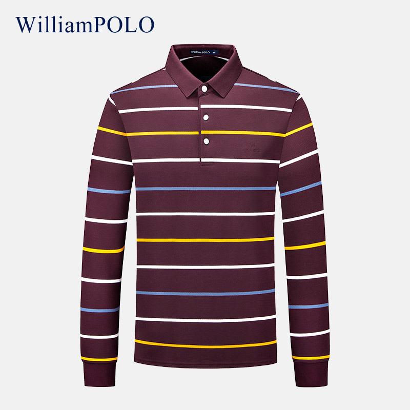Áo Polo cổ dài nam cổ vải Polo của William Polo mùa Xuân Thu.